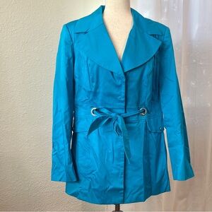Elegant Teal Belted Trench Coat